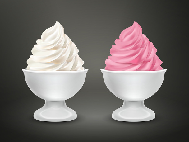blank paper cup with milk and strawberry ice cream - Vector, Imagen