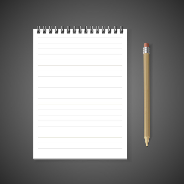 notebook with stationery - Vector, Image