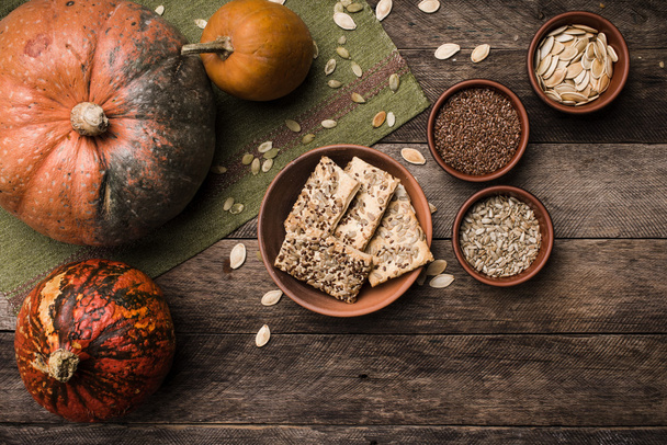 Pumpkins with cookies and seeds - Photo, image