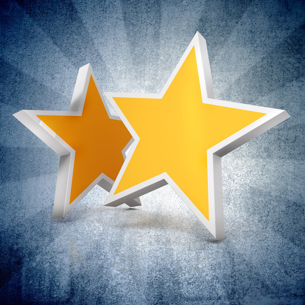 3d - Two gold stars on blue gradient  background - Foto, immagini