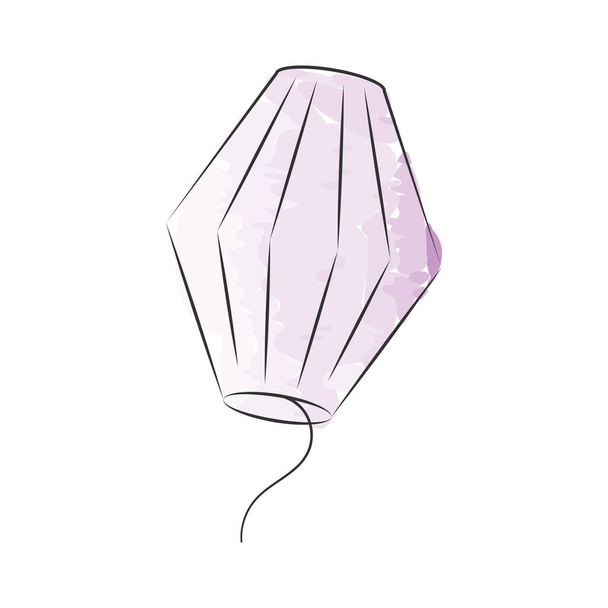 Isolated watercolor sketch of a flying candle lantern Vector illustration - Διάνυσμα, εικόνα