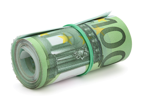 Roll of one hundred euro banknotes. - Photo, Image