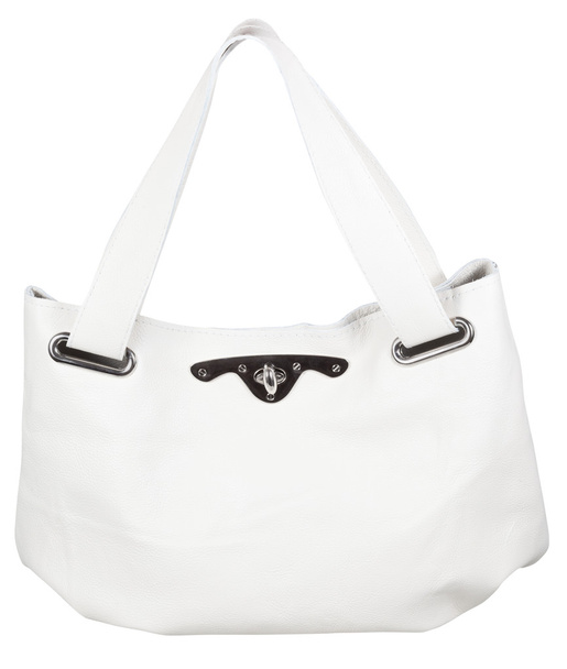 жіноча біла шкіряна сумка ізольована
 - Фото, зображення