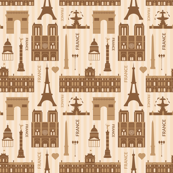 Landmarks of Paris monochrome seamless pattern - Vetor, Imagem