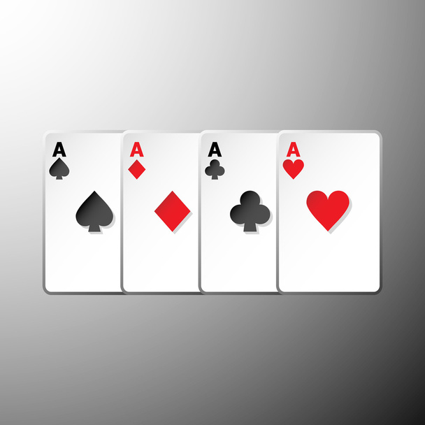 vier Spielkarten passen zu Symbolen auf grauem Hintergrund - Vektor, Bild
