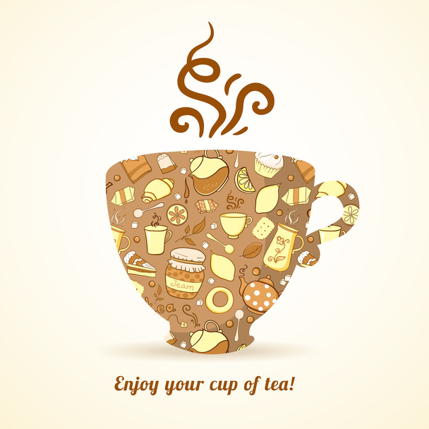 Mug with tea pattern isolated  background - Vetor, Imagem