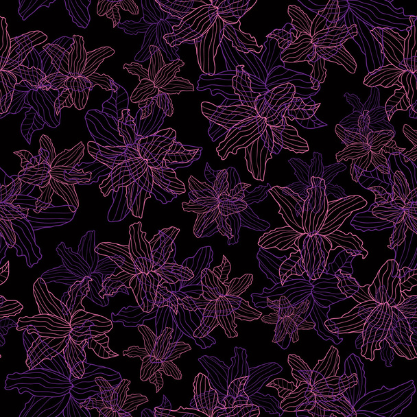 Floral pattern. Lily on a black background. - ベクター画像