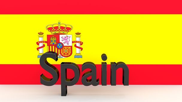 Writing Spain in front of a spanish flag - Photo, Image