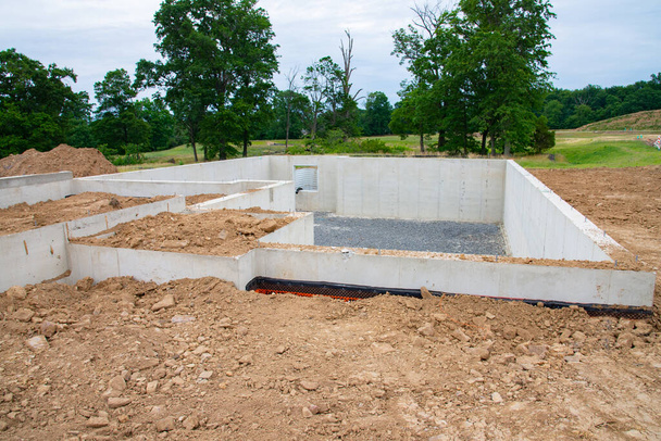 Concrete foundation for new house steel metal - Photo, Image