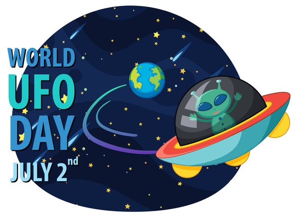 Dünya UFO Günü Poster Tasarımı illüstrasyonu - Vektör, Görsel