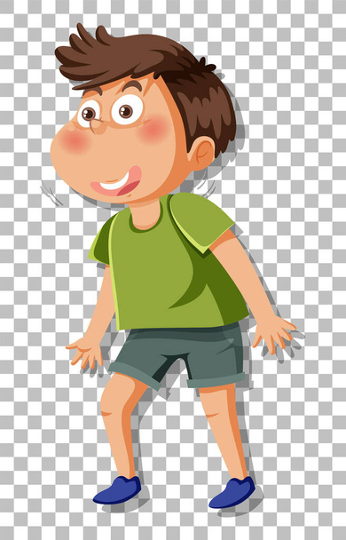 Jeune garçon personnage de dessin animé sur grille illustration de fond - Vecteur, image