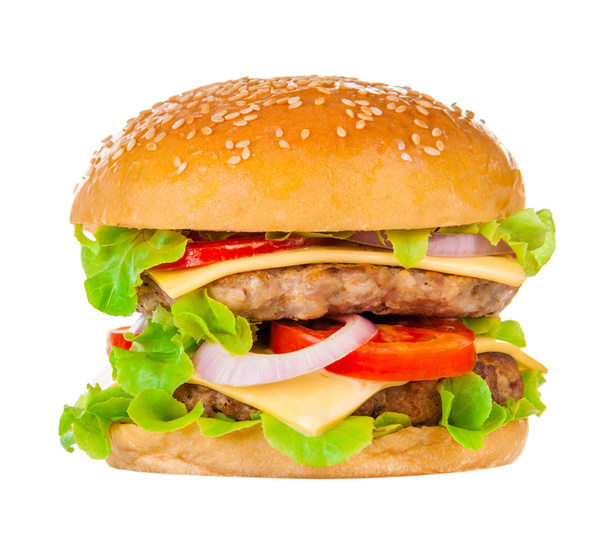 Big hamburger on white background - Photo, Image