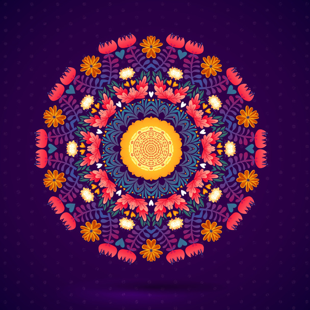 Round Ornament Floral Pattern - Vector, imagen