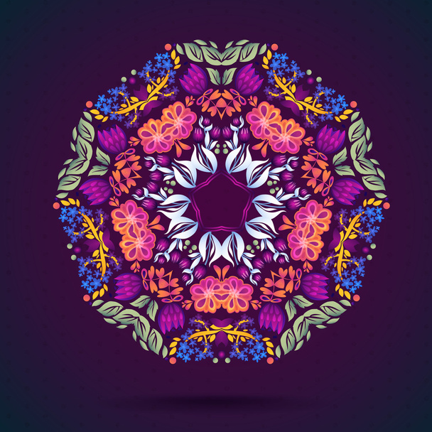 Round Ornament FLORAL Pattern - Vector, afbeelding