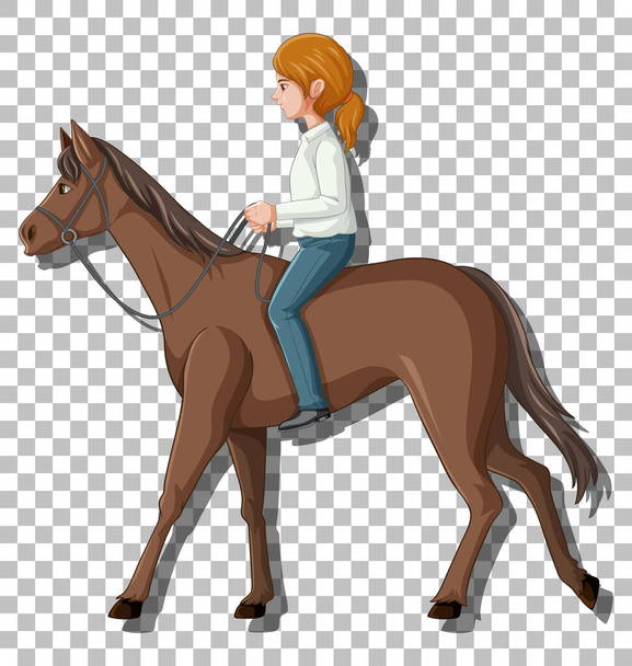 Mujer montando un caballo ilustración aislada - Vector, imagen
