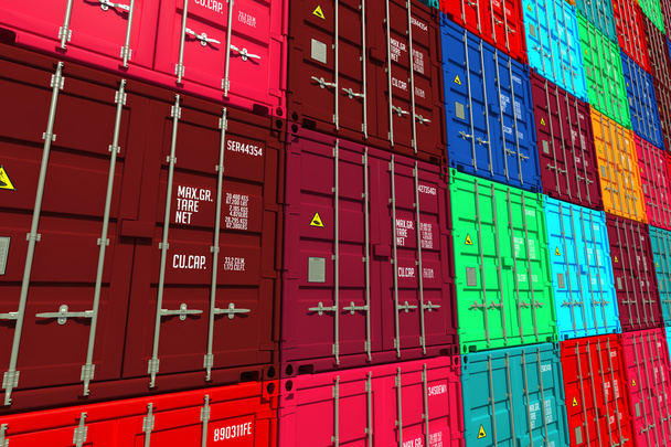 Stacked Colorful Cargo Containers. - Photo, Image
