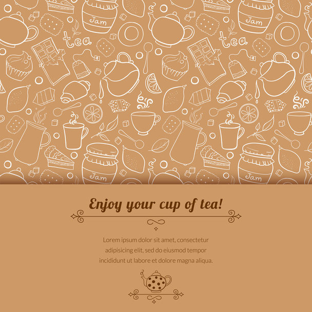 Tea and sweets background - Vector, Imagen