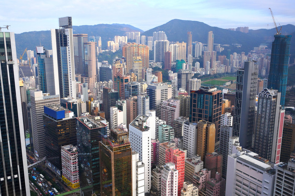 香港の混雑している建物 - 写真・画像
