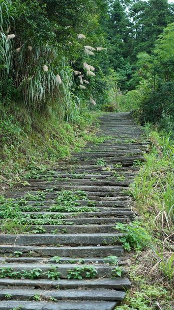 Один старый вид на сельскую дорогу, сделанный каменной лестницей в сельской местности Китая - Фото, изображение