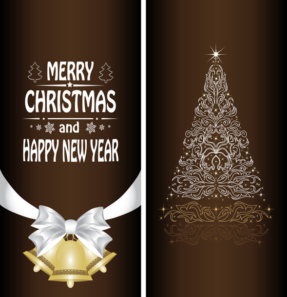 Christmas card with a bow - Vector, Image