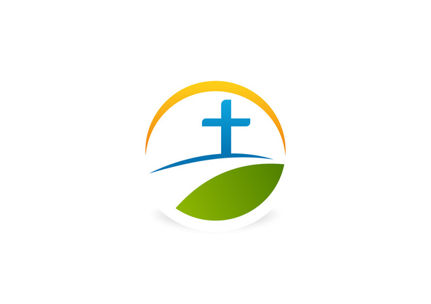 Cross religious way logo design symbol vector - Vector, Image