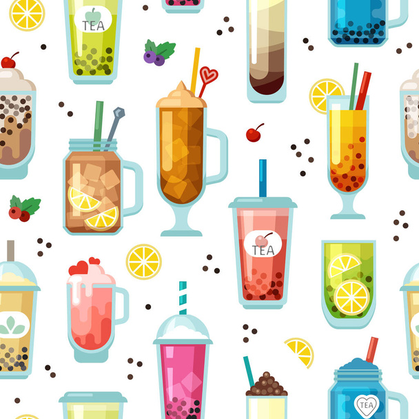 cocktails pattern. alcoholic drinks in transparent glasses. Vector seamless background for design menu projects - Vetor, Imagem