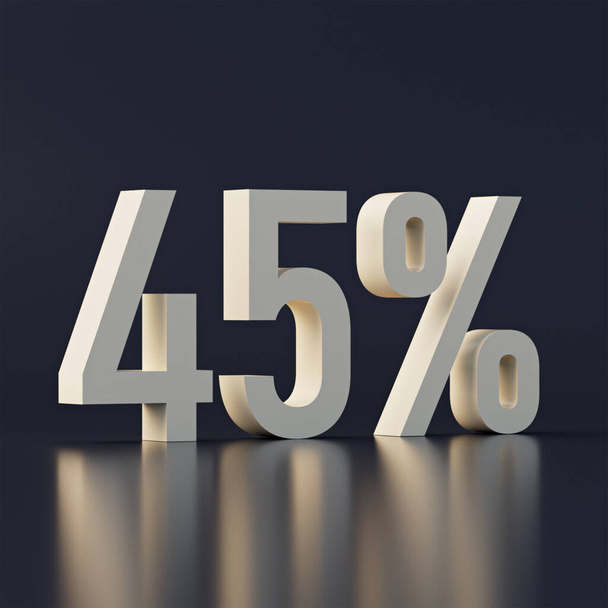 45% έκπτωση. σκούρο μπλε πανό με σαράντα πέντε τοις εκατό έκπτωση σε ένα λευκό κείμενο για μέγα μεγάλες πωλήσεις. - Φωτογραφία, εικόνα