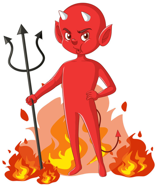 Wicked devil cartoon character on white background illustration - Vektor, kép