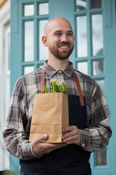 Portrait Of Male Florist Outside Shop. - Fotografie, Obrázek