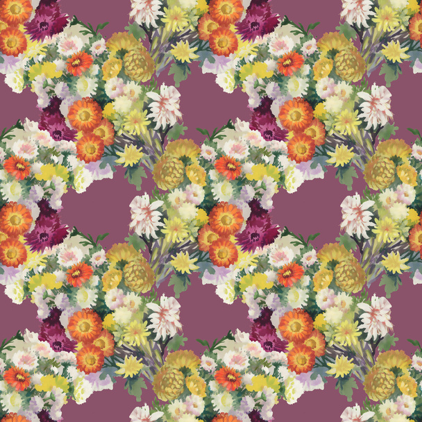 Seamless pattern with colorful flowers - Zdjęcie, obraz