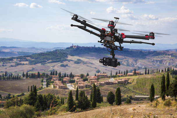 Flying drone in the skies of Tuscany - Photo, Image