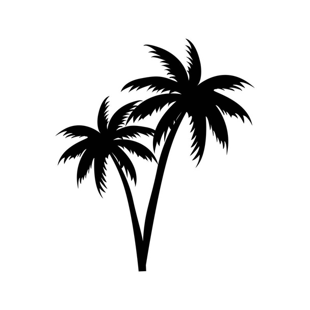 kókuszfa ikon, pálmafa vektor sziluett fekete-fehér - Vektor, kép