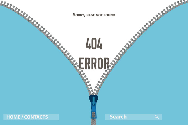 Fermeture éclair sur les vêtements Page introuvable Erreur 404, illustration vectorielle
 - Vecteur, image