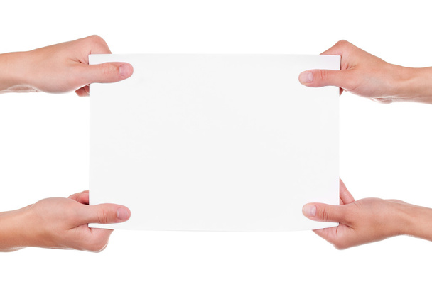 Hands and paper banner - Photo, Image