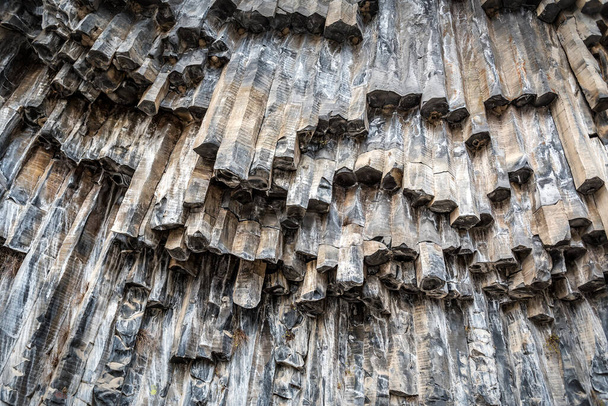 Symphony of Stones or Basalt Organ, Massive Basalt Column Formations at Garni Gorge, Armenia. Texture - Zdjęcie, obraz