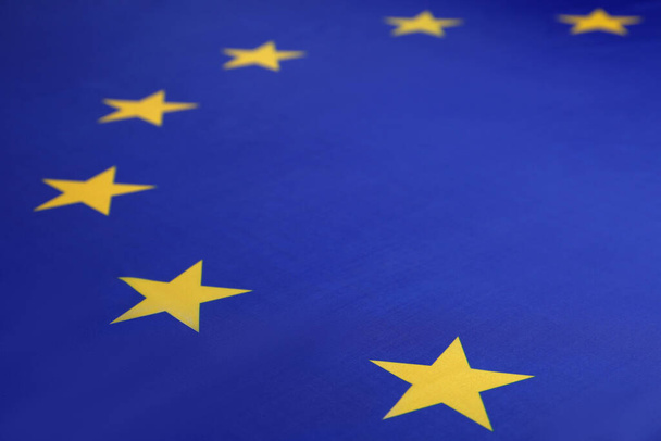 Flag of European Union as background, closeup view - Foto, imagen