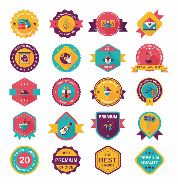 Birthday badge banner design flat background set, eps10 - Vettoriali, immagini