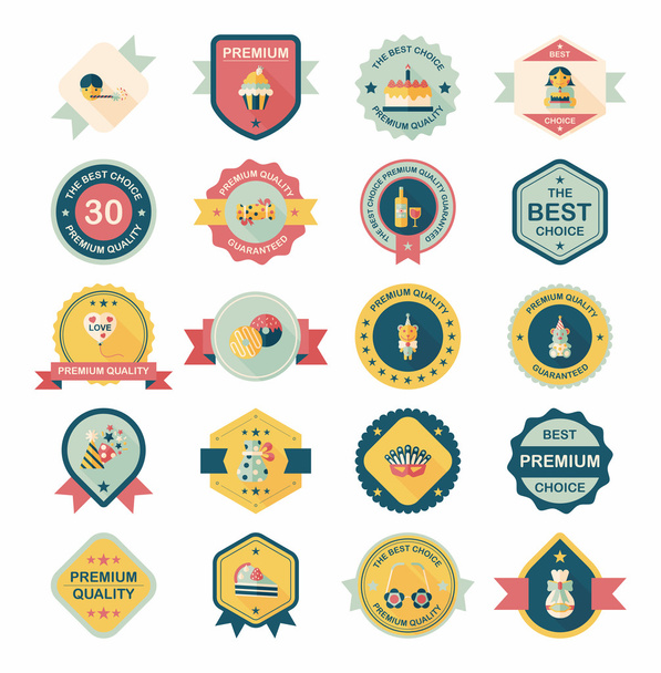 Birthday badge banner design flat background set, eps10 - ベクター画像