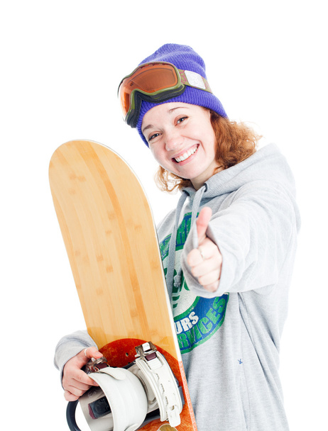 Woman with snowboard - Foto, imagen