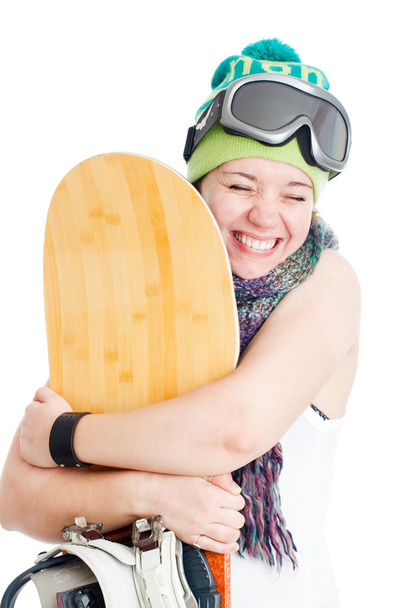 Woman with snowboard - 写真・画像