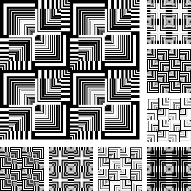 Seamless patterns set in op art design. - Vector, Image