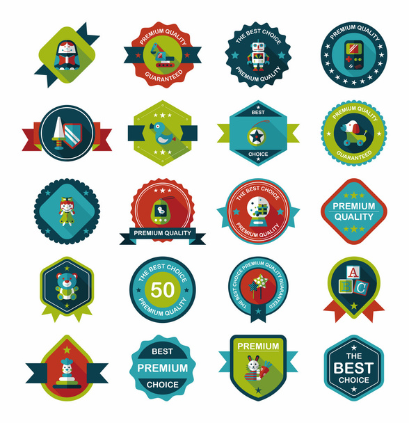 Toy badge banner design flat background set, eps10 - ベクター画像