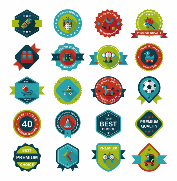 Toy badge banner design flat background set, eps10 - Vector, Imagen