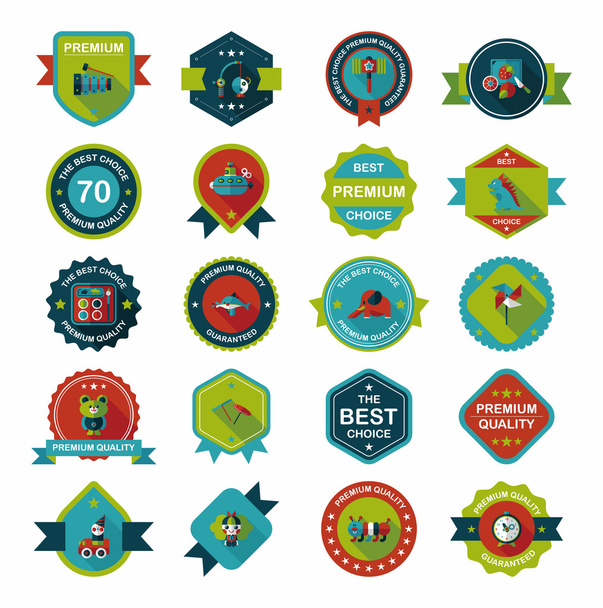 Toy badge banner design flat background set, eps10 - Vetor, Imagem