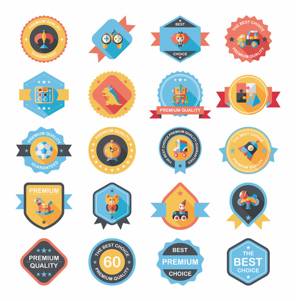 Toy badge banner design flat background set, eps10 - Вектор,изображение
