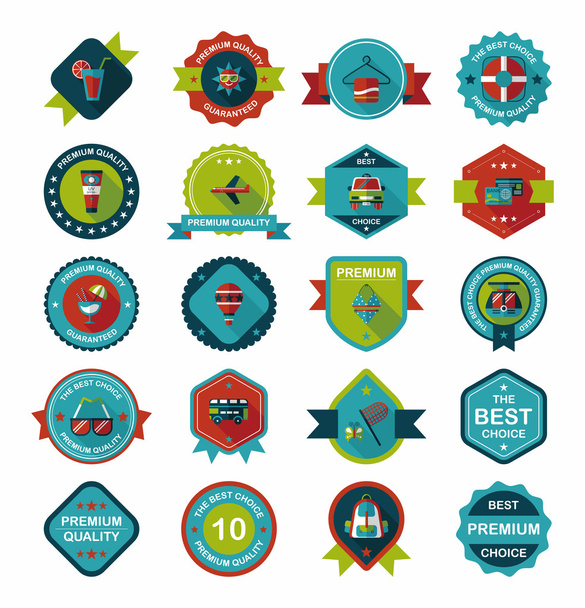 Travel badge banner design flat background set, eps10 - Vettoriali, immagini