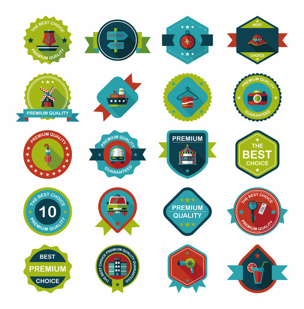 Travel badge banner design flat background set, eps10 - Вектор, зображення