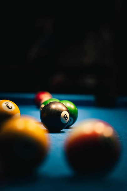 A closeup shot of 8 ball pool - 写真・画像