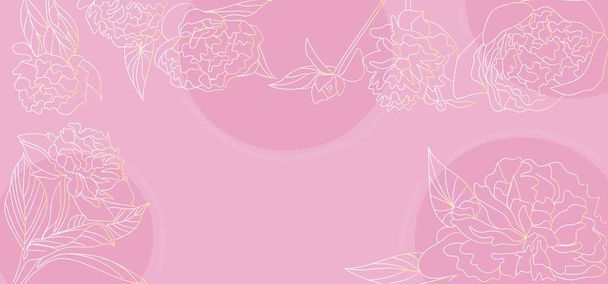 ピンクの背景に美しい牡丹の花 - ベクター画像