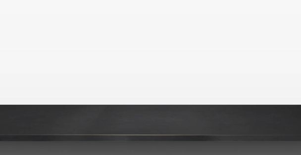 Zwart metalen tafelblad op witte panoramische achtergrond, promotionele web template - Vector illustratie - Vector, afbeelding